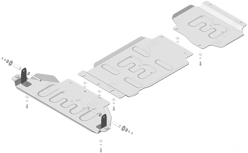Защита алюминиевая Мотодор (Двигатель, Передний дифференциал, Коробка переключения передач, Раздаточная коробка), 5 мм,  Dodge Ram 1500 RHO  2024- арт. 32914