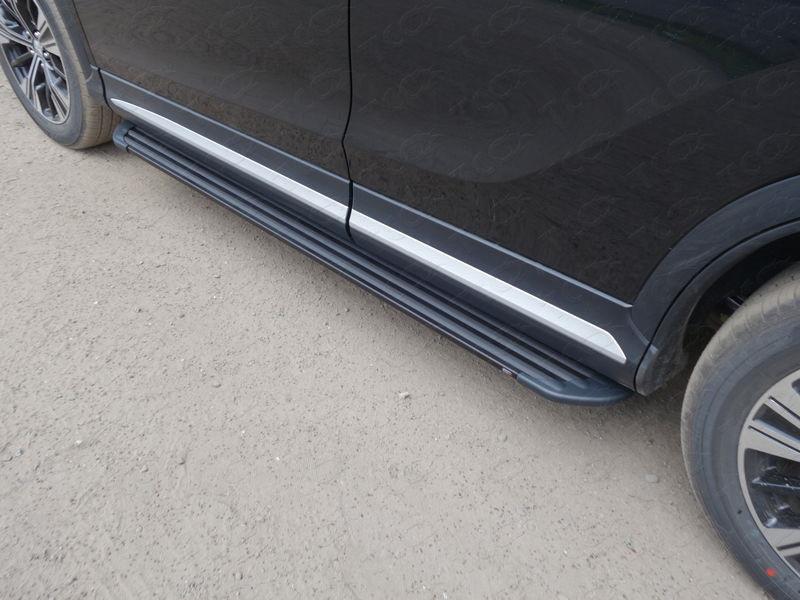 Пороги алюминиевые "Slim Line Black" 1720 мм для автомобиля Mazda CX-5 2015-2016, TCC Тюнинг MAZCX515-41B