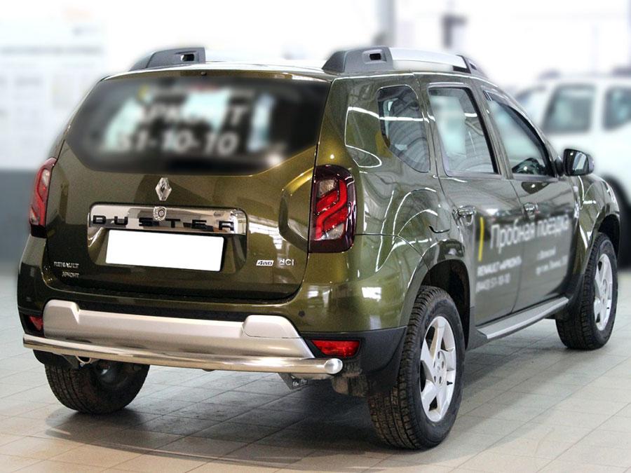 Защита заднего бампера радиусная одинарная d60 (без фаркопа) на Renault Duster 2015 (Рено Дастер 2015), Технотек RD15_3.1