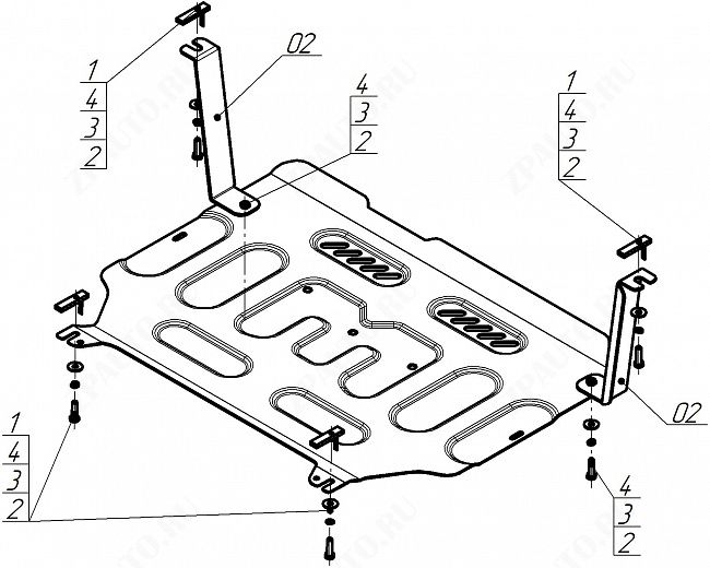 Защита стальная Мотодор (Двигатель, Коробка переключения передач), 2 мм,  для Geely Emgrand  2022- арт. 74204