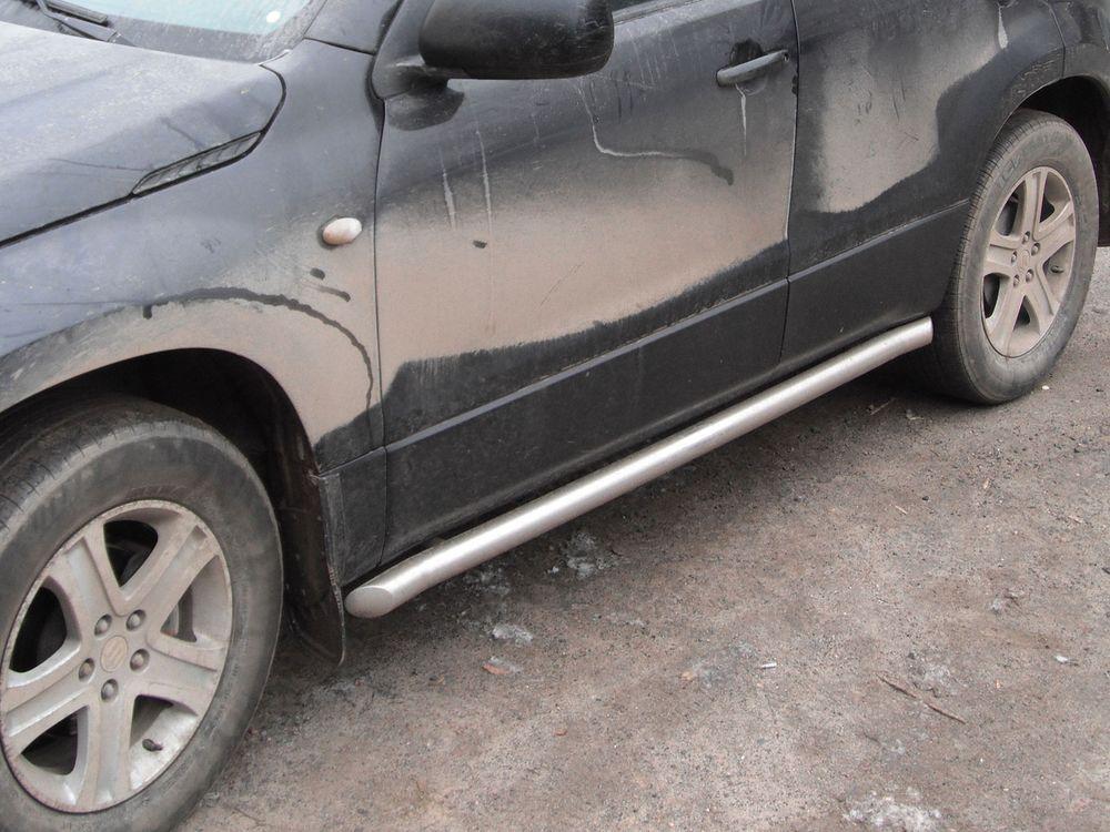 Пороги труба d-60 с загибами (5 дв.) для Suzuki Grand Vitara 5d 2005-2007, Технотек GVN_11