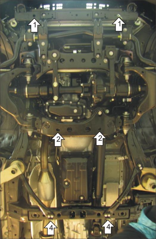 Защита алюминиевая Мотодор (Двигатель, Передний дифференциал, Коробка переключения передач), 5 мм, Алюминий для Toyota Land Cruiser Prado 150 2014-2017 арт. 32523