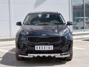 Защита переднего бампера d57дуга d57 уголки с клыками Kia Sportage 2016, Slitkoff KSZ-002287