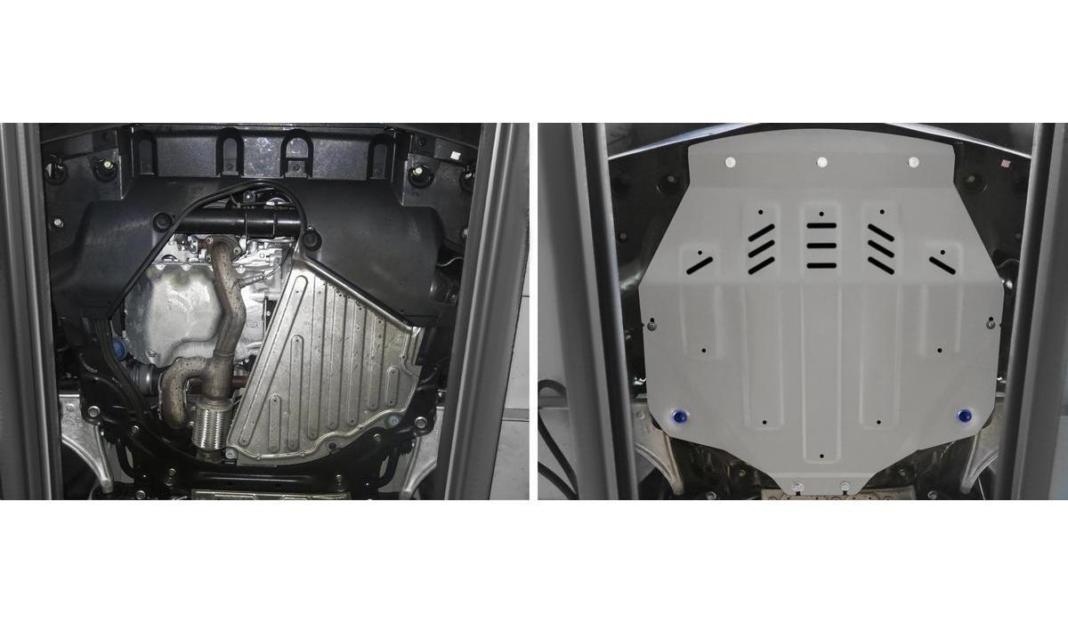 Защита картера и КПП Rival для Acura MDX III 2014-2016, штампованная, алюминий 4 мм, с крепежом, 333.0101.1