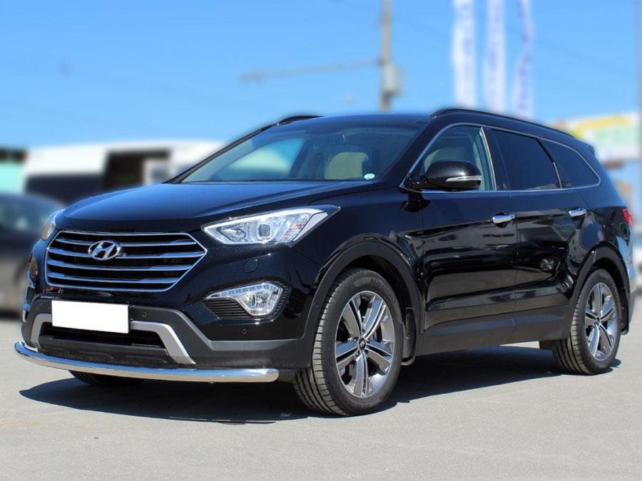 Защита переднего бампера одинарная d60 на Hyundai Santa Fe Grand 2013 (Хенде Гранд Санта Фе 2013), Технотек HSFG12_1