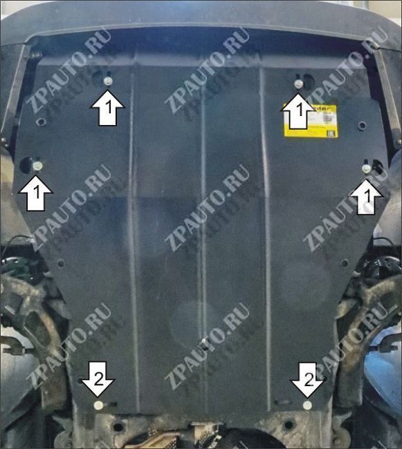 Защита стальная Мотодор (Двигатель, Коробка переключения передач), 2 мм, сталь для Volkswagen Transporter/Caravelle T6.1 2020- арт. 72707