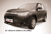 Защита переднего бампера d57 короткая черная Mitsubishi Outlander (2012-2015) , Slitkoff, арт. MOUT13-004B