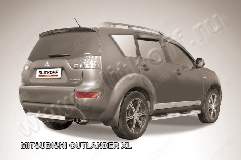 Защита заднего бампера d57 Mitsubishi Outlander XL (2005-2009) Black Edition, Slitkoff, арт. MXL011BE