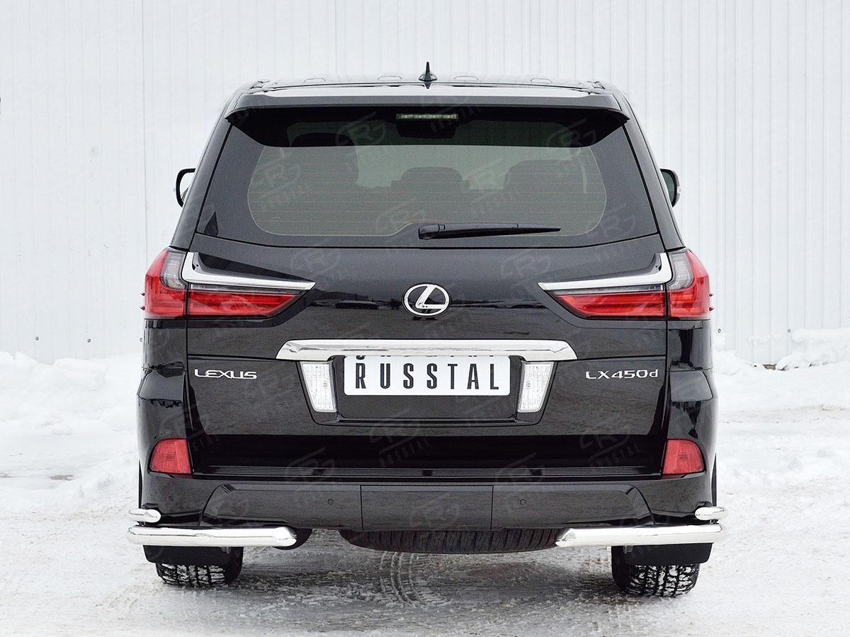 Защита заднего бампера уголки d57/42 Lexus LX570/LX450d 2015, Slitkoff LLX4Z-002527
