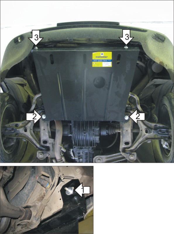 Защита стальная Мотодор (Двигатель), 2 мм, Сталь для Audi 80 1991-1996 арт. 00101