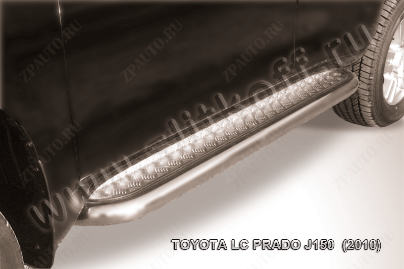 Защита порогов d76 с листом Toyota Land Cruiser Prado J150 (2009-2013) Black Edition, Slitkoff, арт. TOP017BE