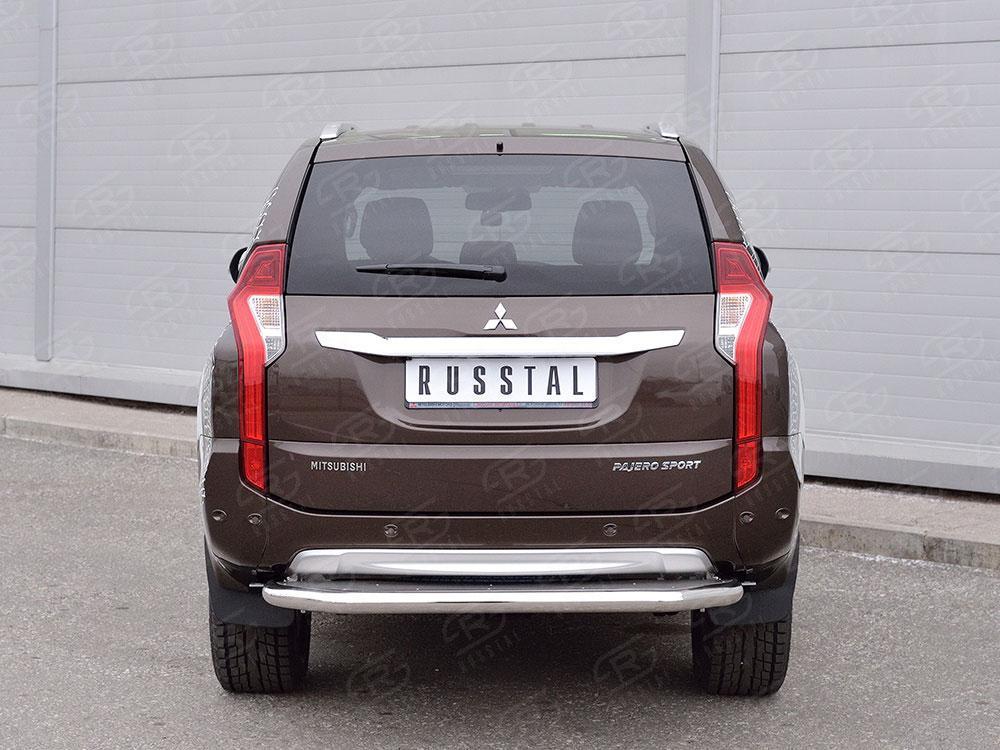 Защита заднего бампера d57 с листом вариант 3 для Mitsubishi Pajero Sport 2016, Slitkoff MPJSZ-0024873