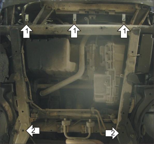 Защита стальная Мотодор (Двигатель, Коробка переключения передач), 2 мм, Сталь для Mercedes-benz Vito 1996-2003 арт. 01207