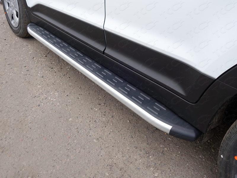 Пороги алюминиевые с пластиковой накладкой 1720 мм для автомобиля Hyundai Creta 2016- TCC Тюнинг арт. HYUNCRE16-06AL