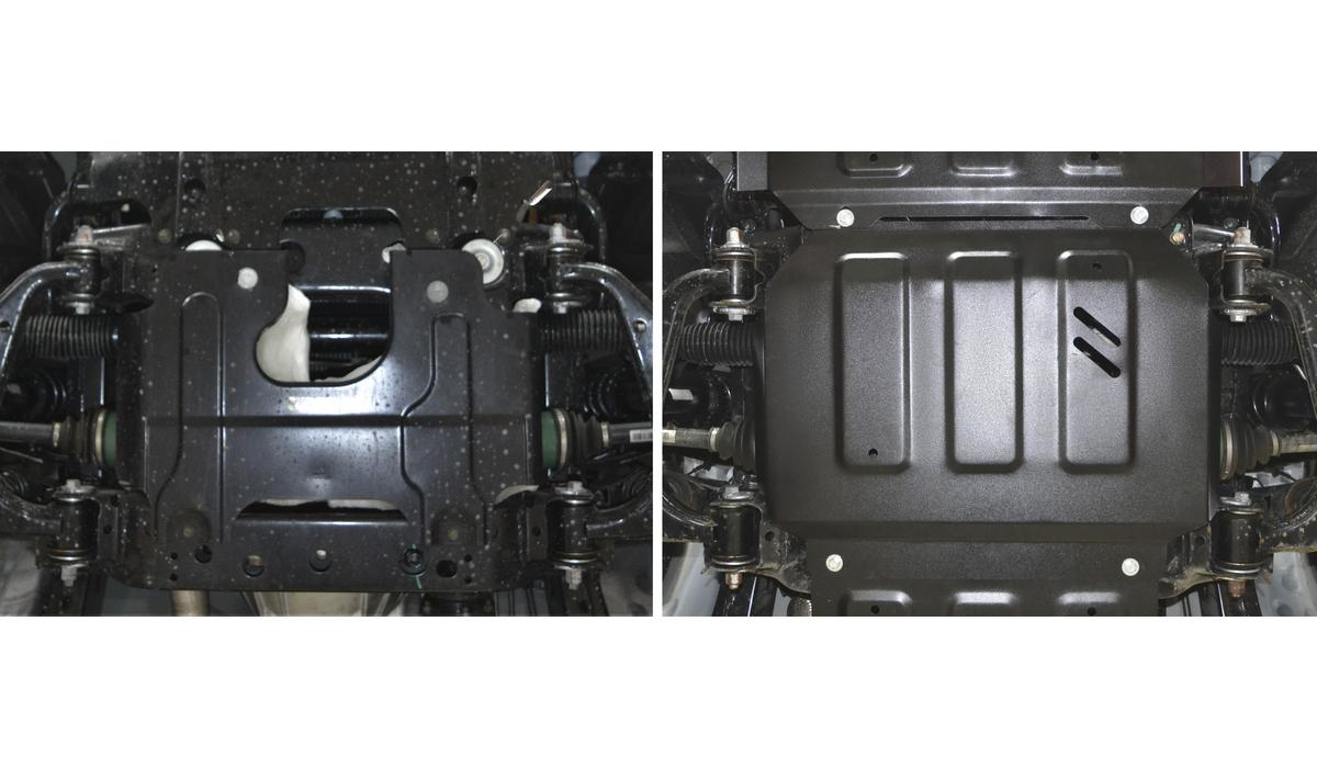 Защита картера АвтоБроня для Foton Tunland (V - 2.8D) 4WD 2017-2020, штампованная, сталь 1.8 мм, с крепежом, 111.04402.1