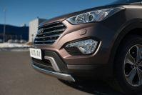 Защита переднего бампера d75х42 для Hyundai Santa Fe Grand 2013, Slitkoff HSFZ-002005