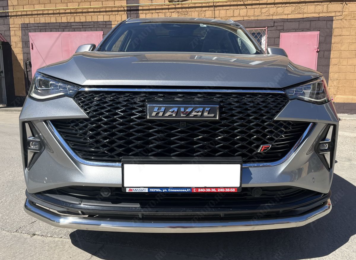 Защита переднего бампера с подгибами для автомобиля HAVAL F7 2022 Рестрайлинг арт. GWF7.22.02-1