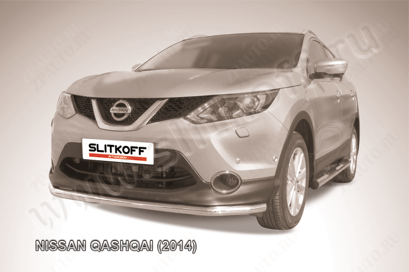 Защита переднего бампера d57 Nissan Qashqai (2013-2019) , Slitkoff, арт. NIQ14-002