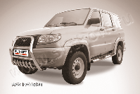 Кенгурятник d76 высокий с защитой картера Uaz Patriot (2005-2014) Black Edition, Slitkoff, арт. UP001BE