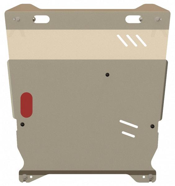 Защита картера и КПП для MITSUBISHI Lancer X  2007 - 2017, V-1.5 ; 1.6 ; 1.8 ; 2.0, Sheriff, алюминий 5 мм, арт. 14.1291