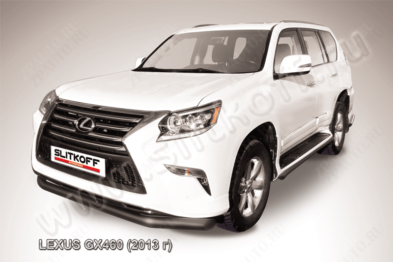 Защита переднего бампера d76 черная Lexus GX-460 (2013-2023) , Slitkoff, арт. LGX13-003B