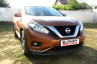 Защита переднего бампера d57 длинная черная Nissan Murano (2014-2022) , Slitkoff, арт. NIM16003B