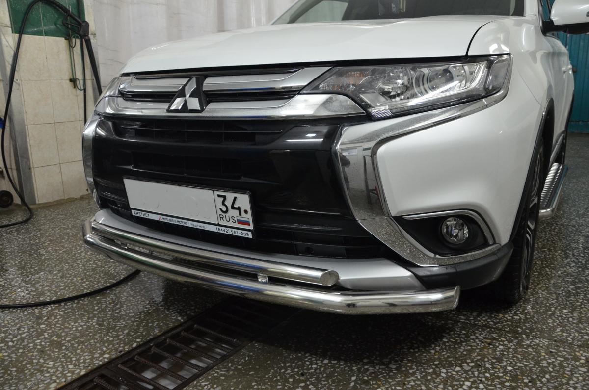 Защита переднего бампера двойная d60/42 для Mitsubishi Outlander 2015, MSO.15.04, Россия