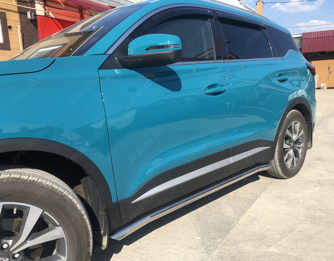 Защита штатного порога труба для автомобиля Chery Tiggo 7 Pro Max 2024 арт. CTGPM.7.24.32