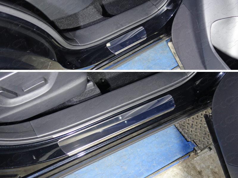 Накладки на пороги (лист зеркальный) 1мм для автомобиля Mazda CX-5 2015-2016