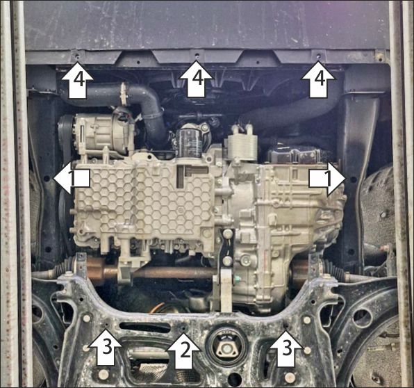 Защита стальная Мотодор (Двигатель, Коробка переключения передач), 2 мм,  FAW Bestune T90  2023- арт. 73909