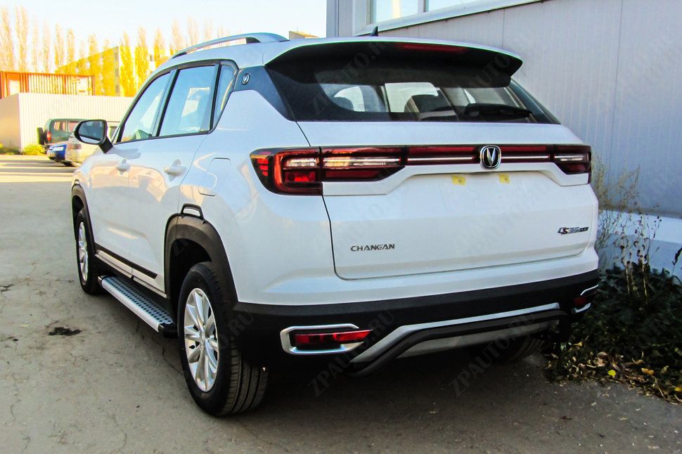 Защита заднего бампера d42 скоба черная Changan CS35Plus (2018-2023) , Slitkoff, арт. CHANCS35P-008B