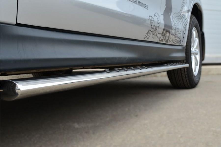 Пороги труба d75х42 овал с проступью для Mitsubishi ASX 2013, Slitkoff MASO-001326