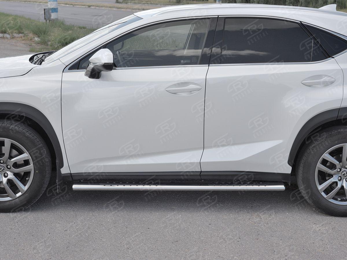 Пороги труба 120х60 овал с проступью на Lexus NX 2017, Slitkoff LNX3O-002940