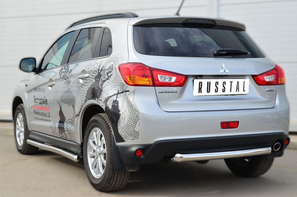 Защита заднего бампера d57 овал для Mitsubishi ASX 2013, Slitkoff MASZ-001327