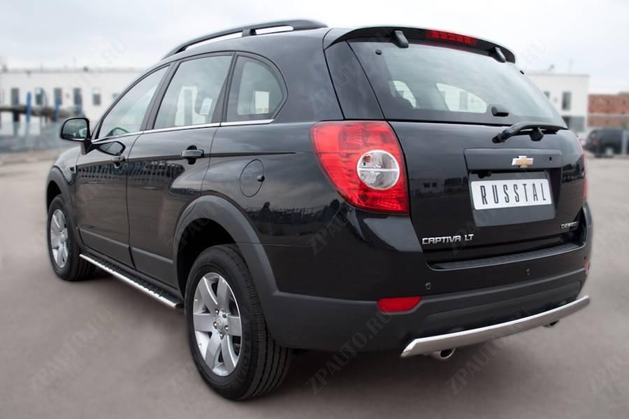 Chevrolet Captiva 2011-2013 Пороги труба 75х42 овал с проступью CHCO-000830