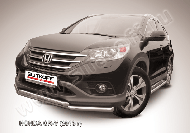 Защита порогов d76 с листом усиленная Honda CR-V 2L (2011-2015) Black Edition, Slitkoff, арт. HCRV13-007BE