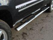 Пороги овальные с накладкой 120х60 мм для автомобиля Chevrolet Tahoe 2012-2015, TCC Тюнинг CHEVTAH12-03