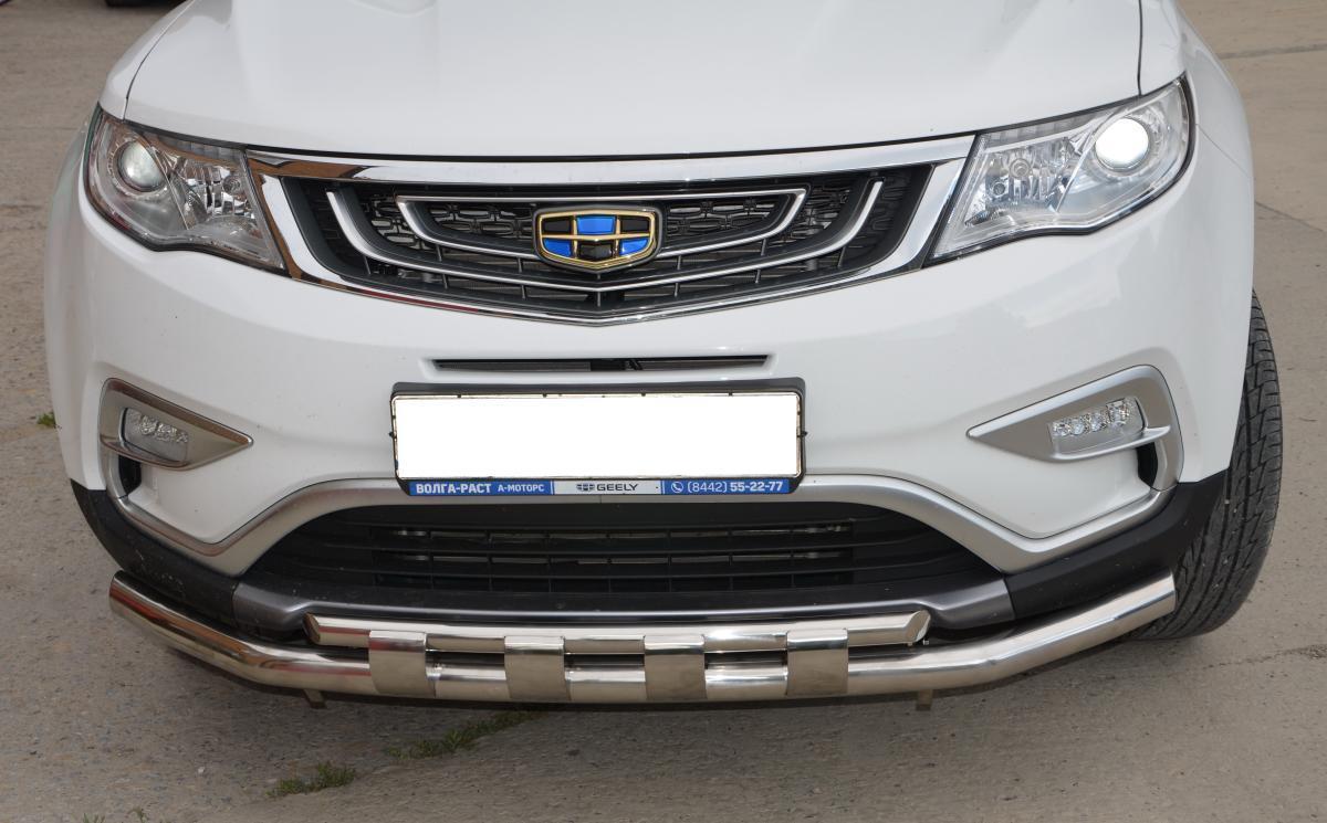 Защита переднего бампера с перемычками для автомобиля Geely Atlas 2018 арт. GA.18.75