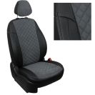 Чехлы для Peugeot Partner Tepee Family / Citroen Berlingo II (3 отдельных кресла) с 08г. / Opel Combo (PCMA) с 21г., Алькантара ромб, (Черный + Серый), Autopilot арт. pe-pr-tf-chese-ar