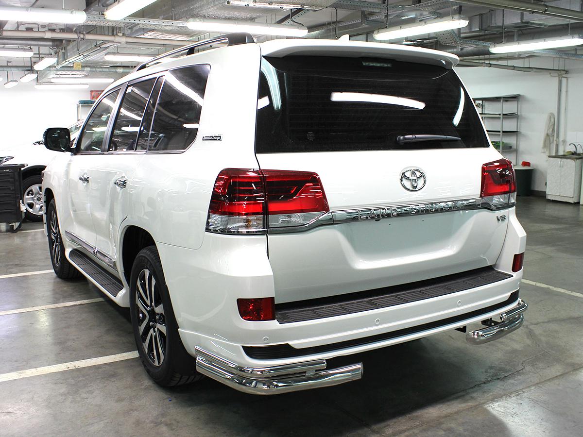 Защита заднего бампера "уголки" d-76+43 для автомобиля Toyota Land Cruiser 200 EXECUTIVE LOUNGE 2018-наст.вр., Технотек, арт. LCN18_8.2EXL