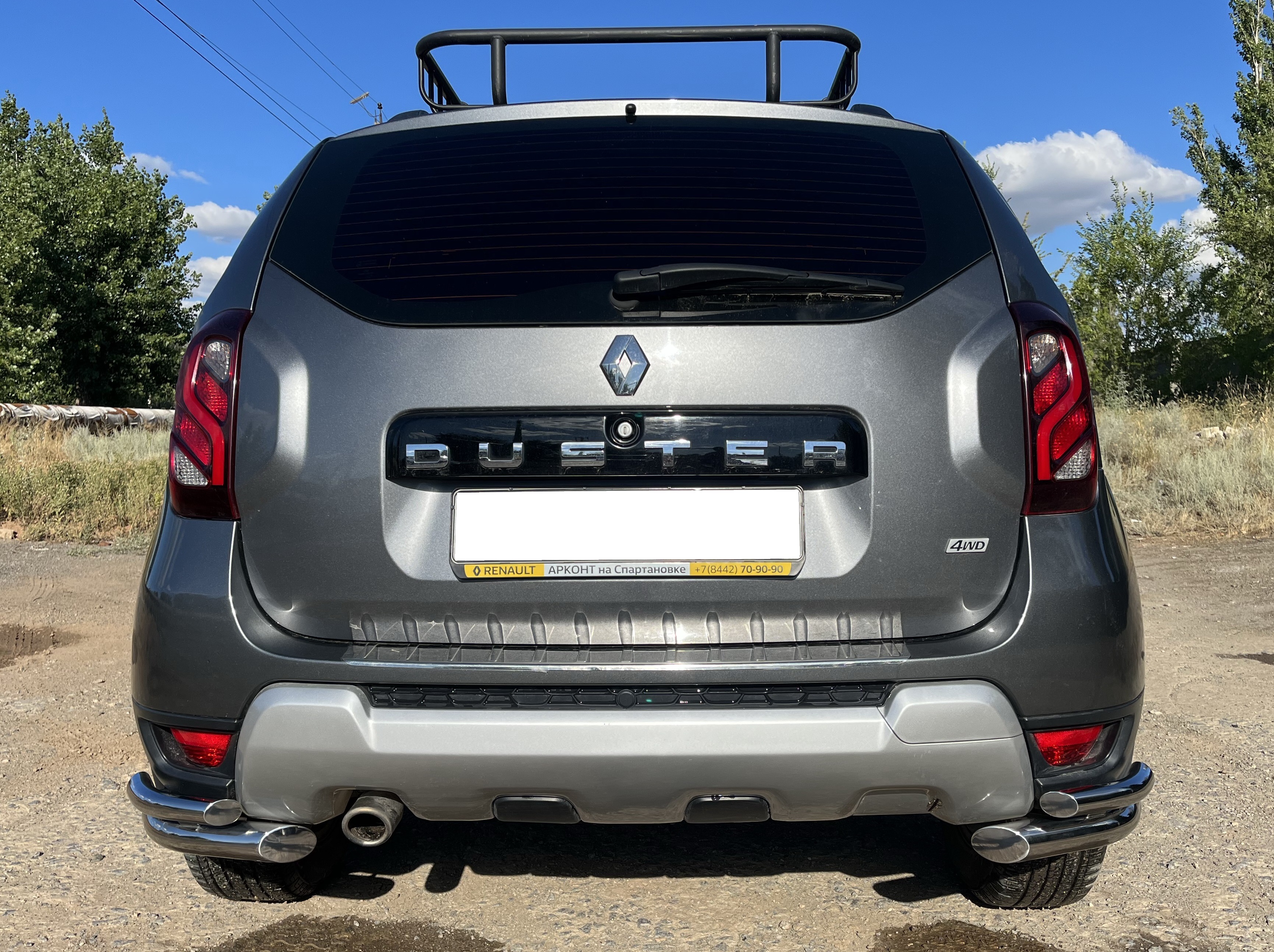 Защита заднего бампера угловая двойная для автомобиля Renault Duster 2017 арт. RD.17.20