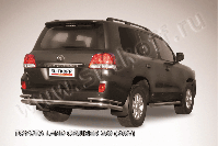 Защита заднего бампера d76+d42 двойная Toyota Land Cruiser 200 (2007-2012) Black Edition, Slitkoff, арт. TLC2-021BE