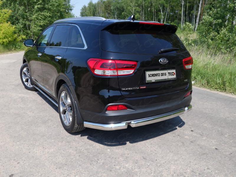 Защита задняя (уголки овальные) 75х42 мм для Sorento Prime III 2015 (Киа Соренто Прайм 3 2015-), ТСС KIASOR15-21, TCC Тюнинг