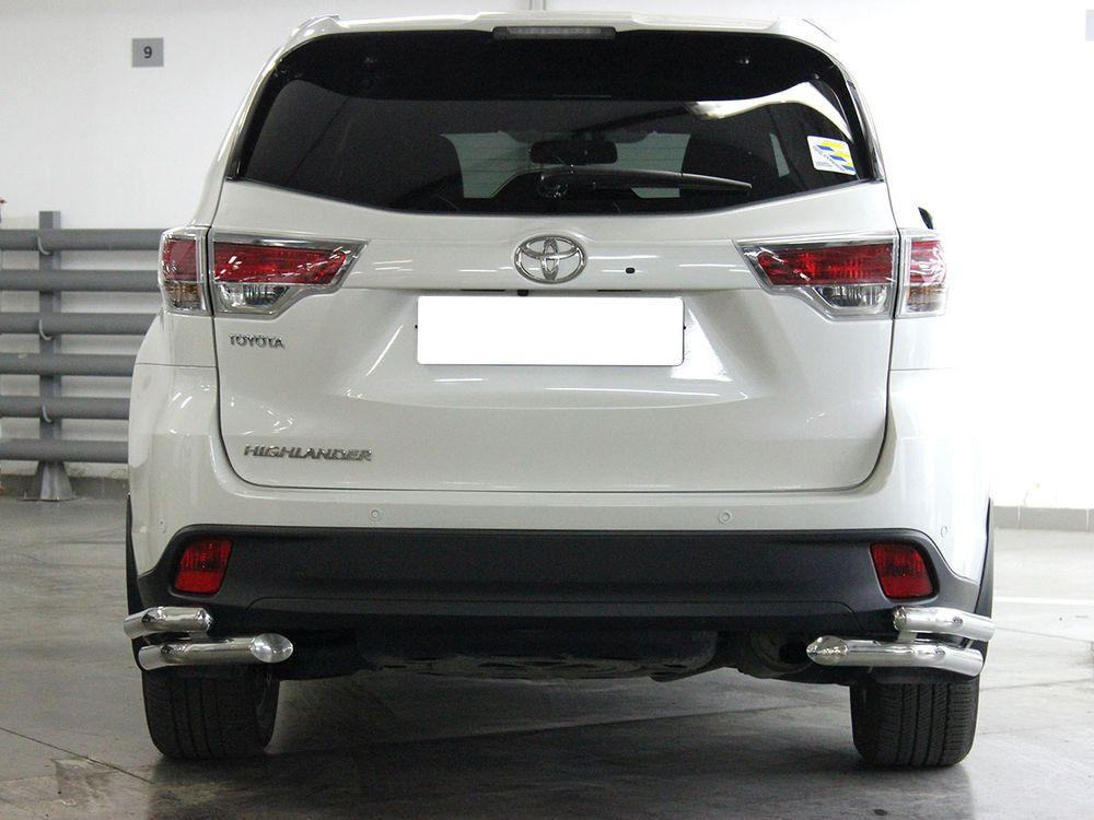 Защита заднего бампера "уголки" двойные d-60+53 для Toyota Highlander 2013, Технотек HYG_2014_3.4 HYG2014_3.4