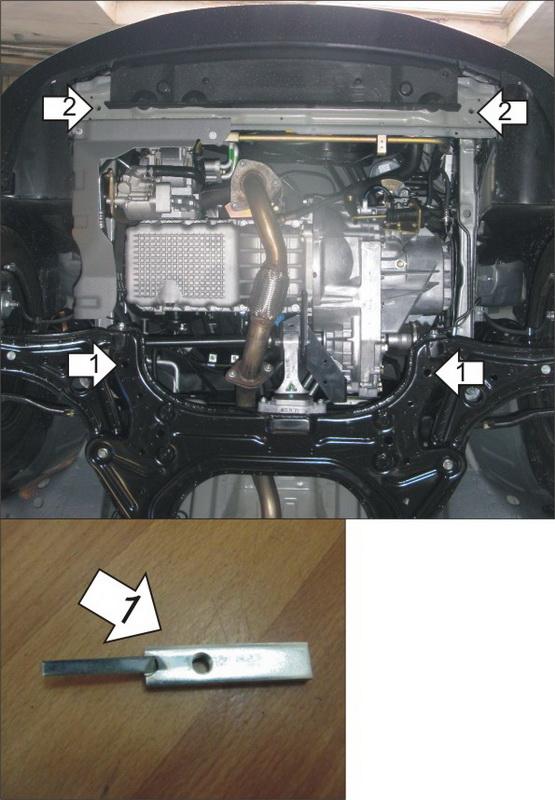 Защита стальная Мотодор (Двигатель, Коробка переключения передач), 2 мм, Сталь для ZAZ Vida 2011-2014 арт. 04101