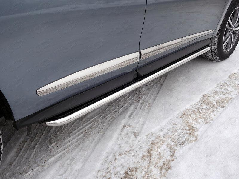 Пороги с площадкой (нерж. лист) 42,4 мм для автомобиля Infiniti QX 60 2016-, TCC Тюнинг INFQX6016-19