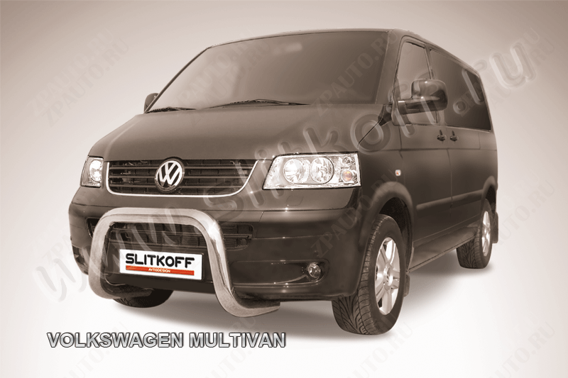 Кенгурятник d76 низкий мини Volkswagen Multivan (2003-2015) Black Edition, Slitkoff, арт. VWM001BE
