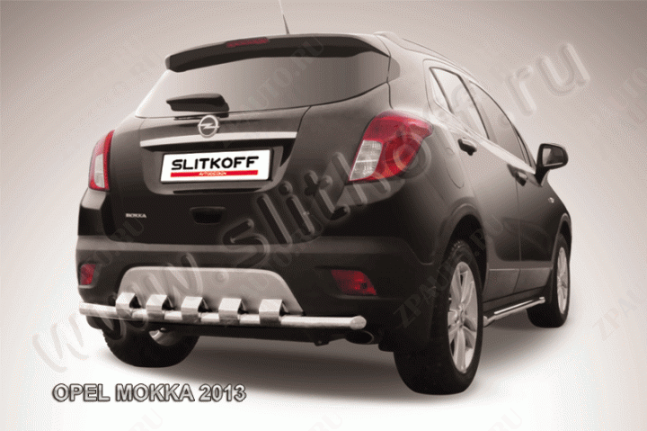 Защита заднего бампера d57 с декоративным элементом Opel Mokka (2012-2016) , Slitkoff, арт. OPMOK13-012