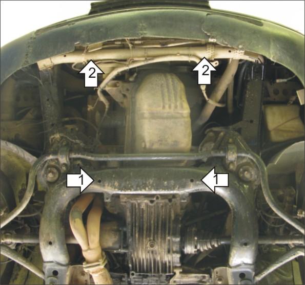 Защита стальная Мотодор (Двигатель), 2 мм, Сталь для Audi 100 1990-1994 арт. 00102