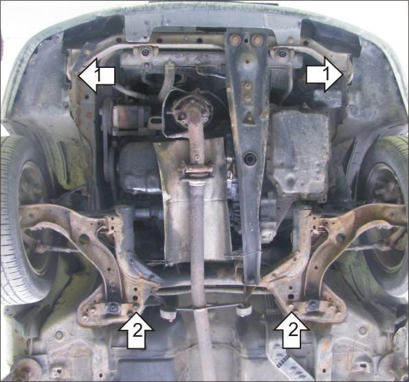 Защита стальная Мотодор (Двигатель, Коробка переключения передач), 2 мм, Сталь для Mazda 323 VI 2001-2002 арт. 01104